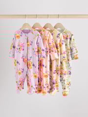 Yellow Floral Baby 100% Cotton Sleepsuits 4 Pack (0-2yrs) - Image 1 of 14