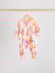 Yellow Floral Baby 100% Cotton Sleepsuits 4 Pack (0-2yrs) - Image 5 of 14