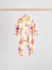 Yellow Floral Baby 100% Cotton Sleepsuits 4 Pack (0-2yrs) - Image 6 of 14