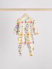 Yellow Floral Baby 100% Cotton Sleepsuits 4 Pack (0-2yrs) - Image 7 of 14