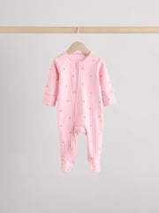 Pink Baby Pink Heart Printed 100% Cotton Sleepsuit 3 Pack (0mths-2yrs) (0mths-2yrs) - Image 3 of 15