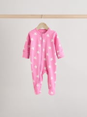 Pink Baby Pink Heart Printed 100% Cotton Sleepsuit 3 Pack (0mths-2yrs) (0mths-2yrs) - Image 4 of 15