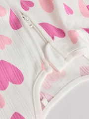 Pink Baby Pink Heart Printed 100% Cotton Sleepsuit 3 Pack (0mths-2yrs) (0mths-2yrs) - Image 9 of 15