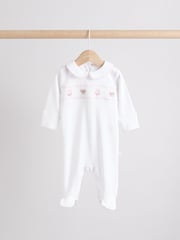 White Baby Collar 100% Cotton Sleepsuits 3 Pack (0-2yrs) - Image 3 of 13