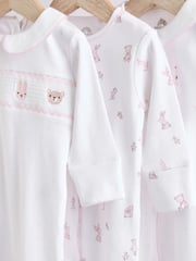 White Baby Collar 100% Cotton Sleepsuits 3 Pack (0-2yrs) - Image 7 of 13