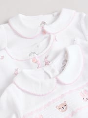 White Baby Collar 100% Cotton Sleepsuits 3 Pack (0-2yrs) - Image 8 of 13