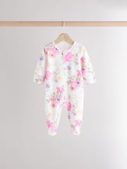 Pink Floral Baby 100% Cotton Sleepsuits 3 Pack (0mths-2yrs) - Image 2 of 11