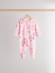 Pink Floral Baby 100% Cotton Sleepsuits 3 Pack (0mths-2yrs) - Image 3 of 11