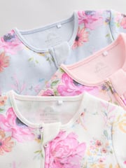 Pink Floral Baby 100% Cotton Sleepsuits 3 Pack (0mths-2yrs) - Image 8 of 11