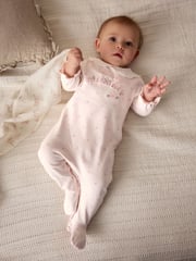 Pink Mummy Baby Family 100% Cotton Sleepsuit (0-2yrs) - Image 1 of 12
