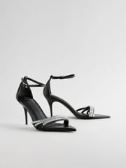 Black Forever Comfort® Point Toe Jewel Trim High Heel Sandals - Image 3 of 7