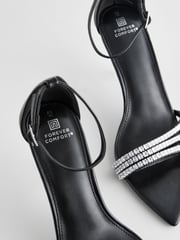 Black Forever Comfort® Point Toe Jewel Trim High Heel Sandals - Image 7 of 7