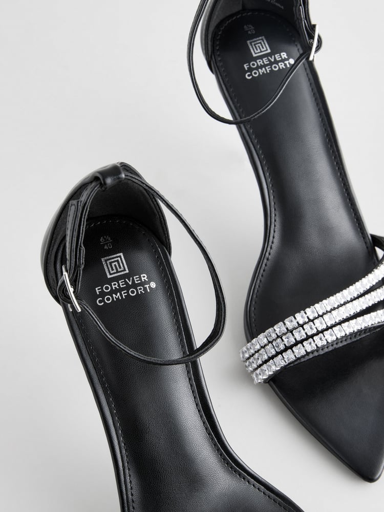 Black Forever Comfort® Point Toe Jewel Trim High Heel Sandals - Image 7 of 7