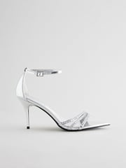 Silver Forever Comfort® Point Toe Jewel Trim High Heel Sandals - Image 5 of 9