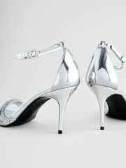 Silver Forever Comfort® Point Toe Jewel Trim High Heel Sandals - Image 7 of 9