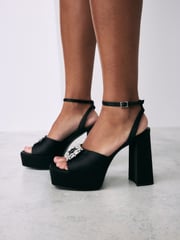 Black Forever Comfort® Jewel Platform Sandals - Image 1 of 11