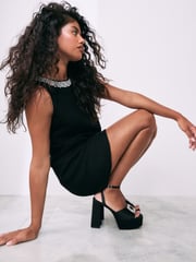 Black Forever Comfort® Jewel Platform Sandals - Image 2 of 11
