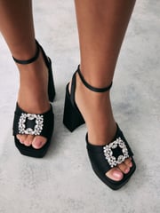Black Forever Comfort® Jewel Platform Sandals - Image 5 of 11