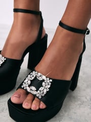 Black Forever Comfort® Jewel Platform Sandals - Image 6 of 11