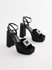Black Forever Comfort® Jewel Platform Sandals - Image 7 of 11