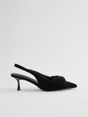 Black Velvet Standard Fit Forever Comfort® Bow Slingback Kitten Heels - Image 5 of 8