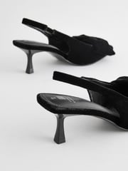 Black Velvet Standard Fit Forever Comfort® Bow Slingback Kitten Heels - Image 6 of 8
