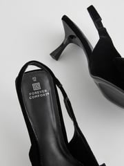 Black Velvet Standard Fit Forever Comfort® Bow Slingback Kitten Heels - Image 8 of 8