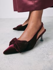 Berry Red Standard Fit Forever Comfort® Bow Slingback Kitten Heels - Image 1 of 10
