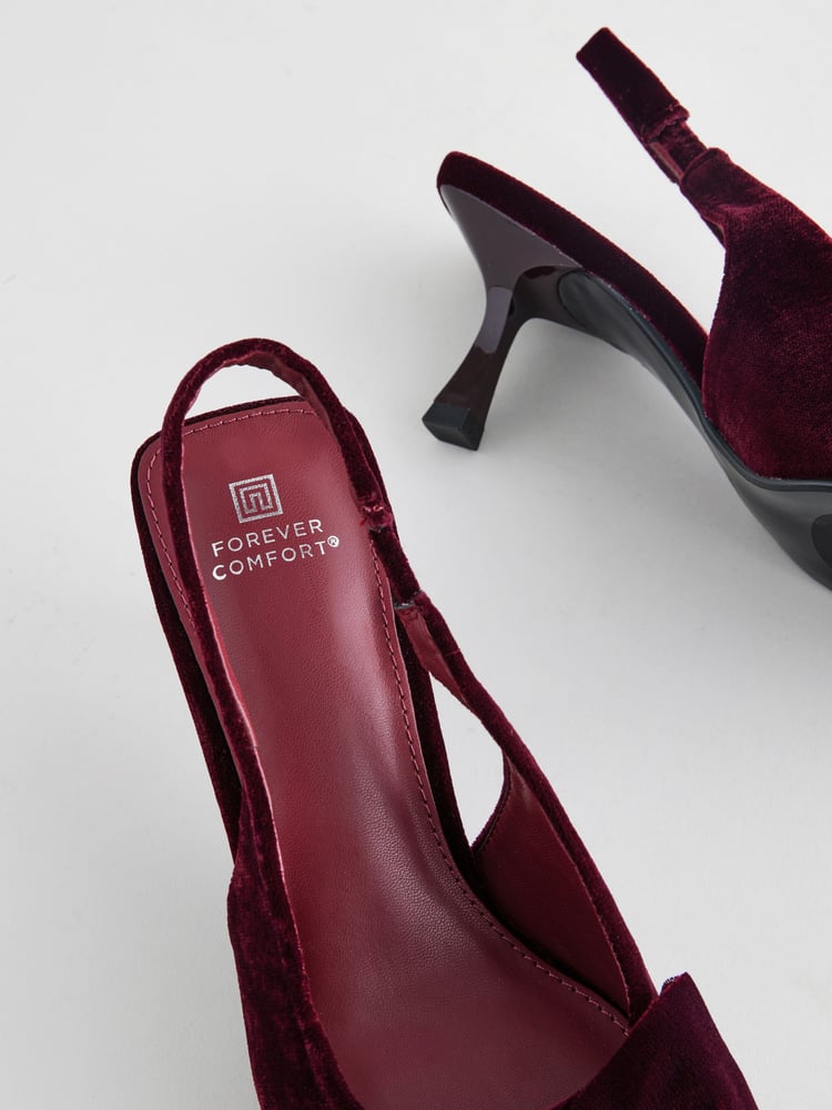 Berry Red Standard Fit Forever Comfort® Bow Slingback Kitten Heels - Image 10 of 10