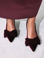Berry Red Standard Fit Forever Comfort® Bow Slingback Kitten Heels - Image 4 of 10