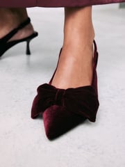 Berry Red Standard Fit Forever Comfort® Bow Slingback Kitten Heels - Image 5 of 10