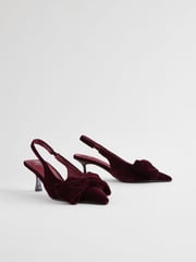 Berry Red Standard Fit Forever Comfort® Bow Slingback Kitten Heels - Image 6 of 10