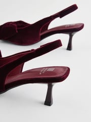Berry Red Standard Fit Forever Comfort® Bow Slingback Kitten Heels - Image 8 of 10