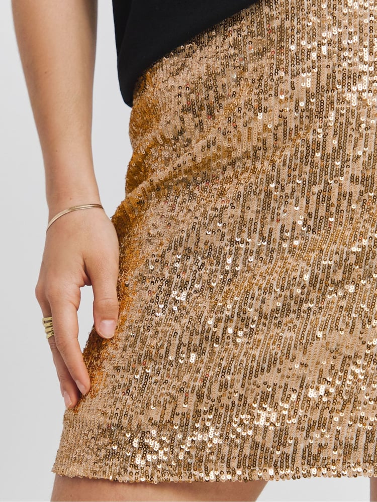 Simply Be Gold Stretch Sequin Mini Skirt - Image 4 of 4