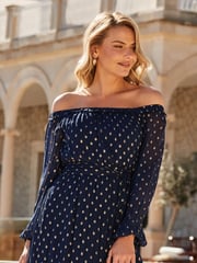 Sosandar Blue Petite Petite Contrast Trim Kimono Sleeve Dress - Image 3 of 5