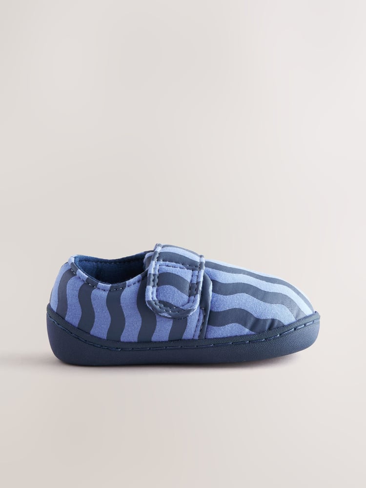 Gestreift, Blau - Hausschuhe mit Cupsole und Klettverschluss - Bild 2 von 5 Gestreift, Blau - Hausschuhe mit Cupsole und Klettverschluss - Bild 2 von 5