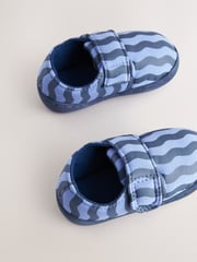 Gestreift, Blau - Hausschuhe mit Cupsole und Klettverschluss - Bild 3 von 5