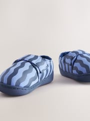Gestreift, Blau - Hausschuhe mit Cupsole und Klettverschluss - Bild 4 von 5