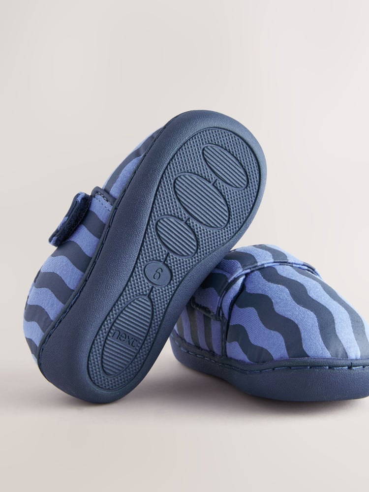 Gestreift, Blau - Hausschuhe mit Cupsole und Klettverschluss - Bild 5 von 5 Gestreift, Blau - Hausschuhe mit Cupsole und Klettverschluss - Bild 5 von 5