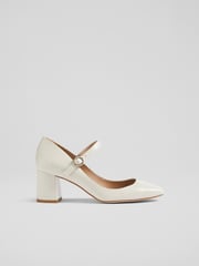 LK Bennett Natural Floret Suede Pointed Toe Courts - Image 1 of 4