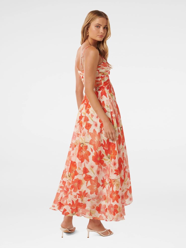 Forever New Red Jolie Strappy Ruched Bodice Maxi Dress - Image 4 of 4