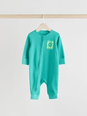 Blue Baby Two Way Zip Footless 100% Cotton Sleepsuits 3 Pack (0mths-3yrs) - Image 3 of 14