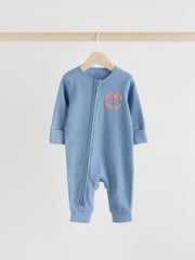 Blue Baby Two Way Zip Footless 100% Cotton Sleepsuits 3 Pack (0mths-3yrs) - Image 5 of 14