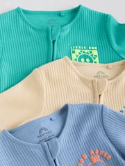 Blue Baby Two Way Zip Footless 100% Cotton Sleepsuits 3 Pack (0mths-3yrs) - Image 9 of 14