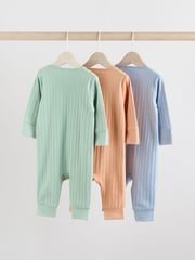 Green/Orange Rib Baby Footless Sleepsuits 3 Pack (0mths-3yrs) - Image 2 of 12