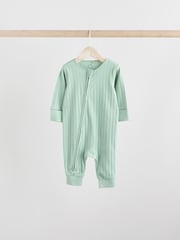 Green/Orange Rib Baby Footless Sleepsuits 3 Pack (0mths-3yrs) - Image 3 of 12