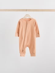 Green/Orange Rib Baby Footless Sleepsuits 3 Pack (0mths-3yrs) - Image 4 of 12