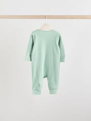 Green/Orange Rib Baby Footless Sleepsuits 3 Pack (0mths-3yrs) - Image 6 of 12