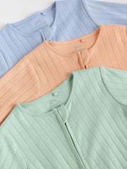 Green/Orange Rib Baby Footless Sleepsuits 3 Pack (0mths-3yrs) - Image 8 of 12