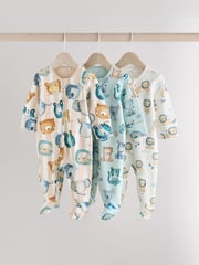 Blue Two Way Zip Baby Sleepsuits 3 Pack (0mths-2yrs) - Image 1 of 11